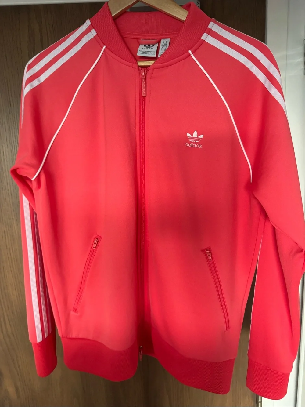 Women’s Large Adidas Coral Pink Trefoil Zip Track Jacket like New - Picture 2 of 10
